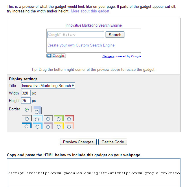 google online search gadget