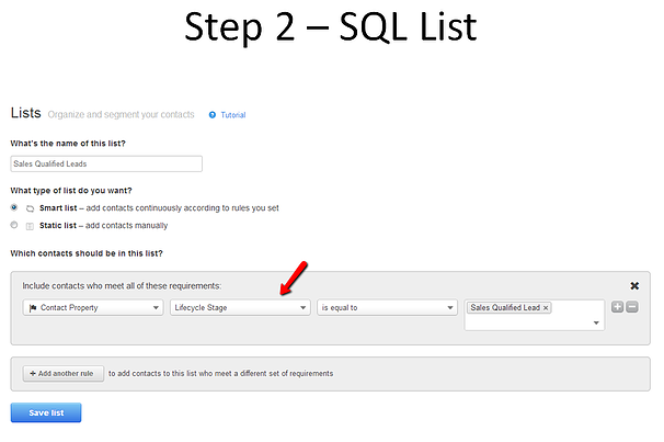 Step 2  SQL List